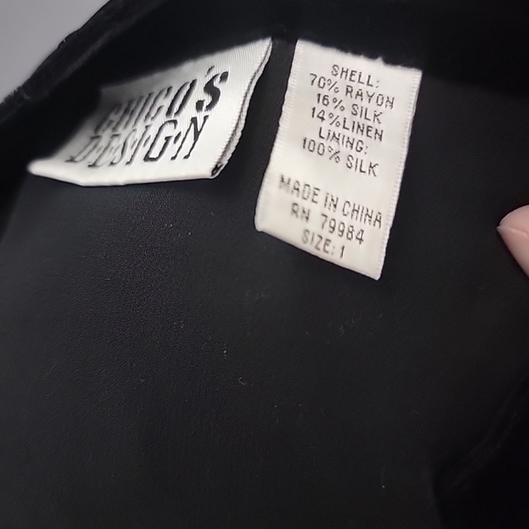 Chicos Silk/Linen Blend Technicolor Velvet Abstract Patchwork Jacket Size 1/Med - Picture 5 of 5